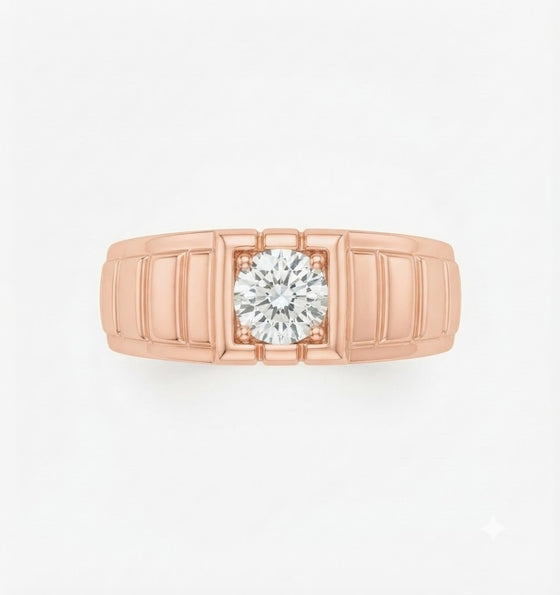 Solitaire Lab Grown Diamond Statement Ring for Men in 14KT Gold