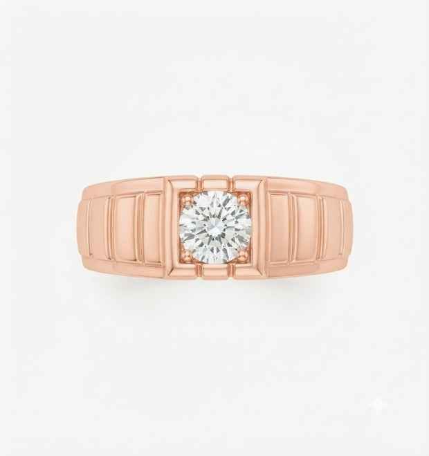 Solitaire Lab Grown Diamond Statement Ring for Men in 14KT Gold