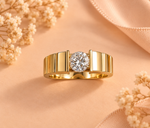 Lab Grown Diamond Halo Gold Elegant Ring for Men in 14KT Gold