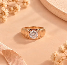 Solitaire Lab Grown Diamond Chandbali-Style Ring for Men in 14KT Gold
