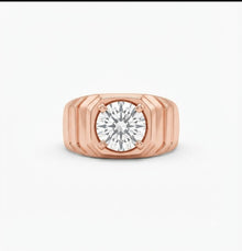 Solitaire Lab Grown Diamond Chandbali-Style Ring for Men in 14KT Gold
