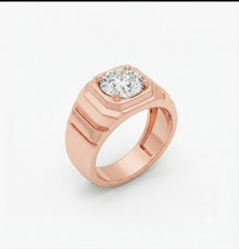 Solitaire Lab Grown Diamond Chandbali-Style Ring for Men in 14KT Gold