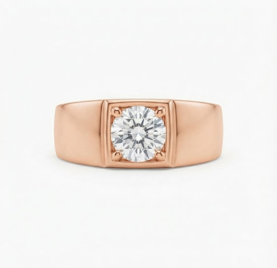 Classic Lab Grown Diamond Vintage-Inspired Ring for Men in 14KT Gold