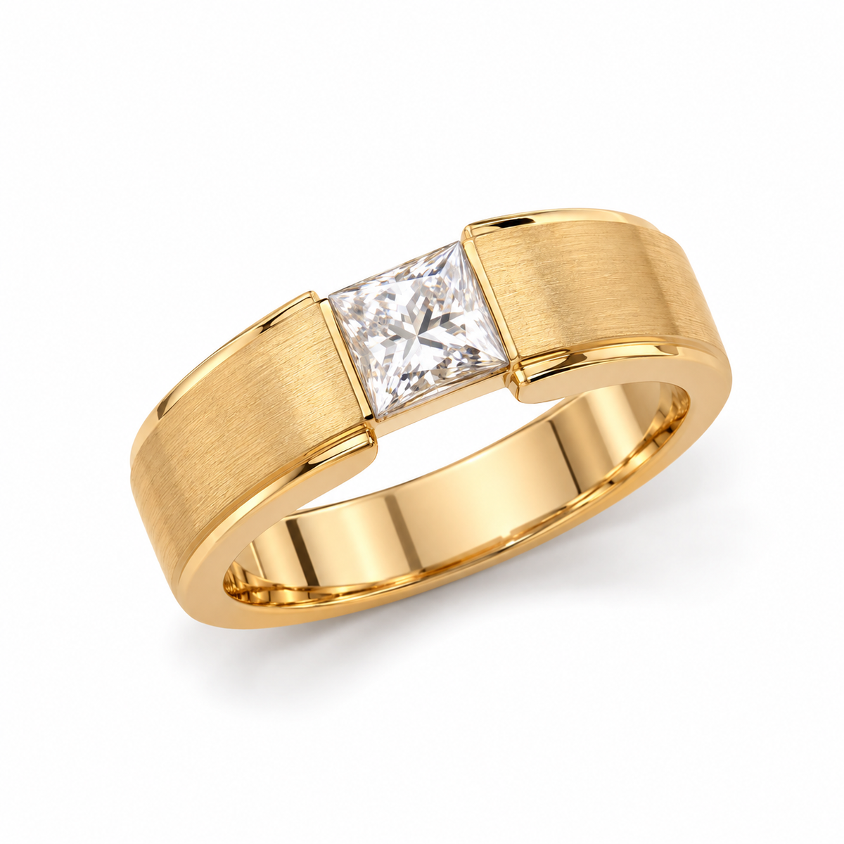 Solitaire Lab Grown Diamond Cluster Ring for Men in 18KT Gold