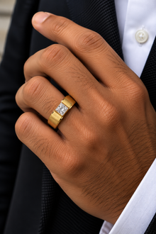 Solitaire Lab Grown Diamond Cluster Ring for Men in 18KT Gold