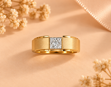 Solitaire Lab Grown Diamond Cluster Ring for Men in 18KT Gold