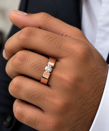 Solitaire Lab Grown Diamond Elegant Ring for Men in 14KT Gold