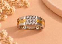 & Diamond Geometric Ring for Men in 14KT Gold