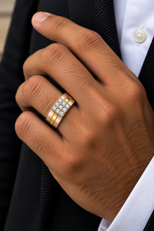 & Diamond Geometric Ring for Men in 14KT Gold