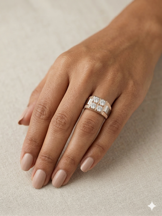 The Architectural Quad Diamond Statement Band