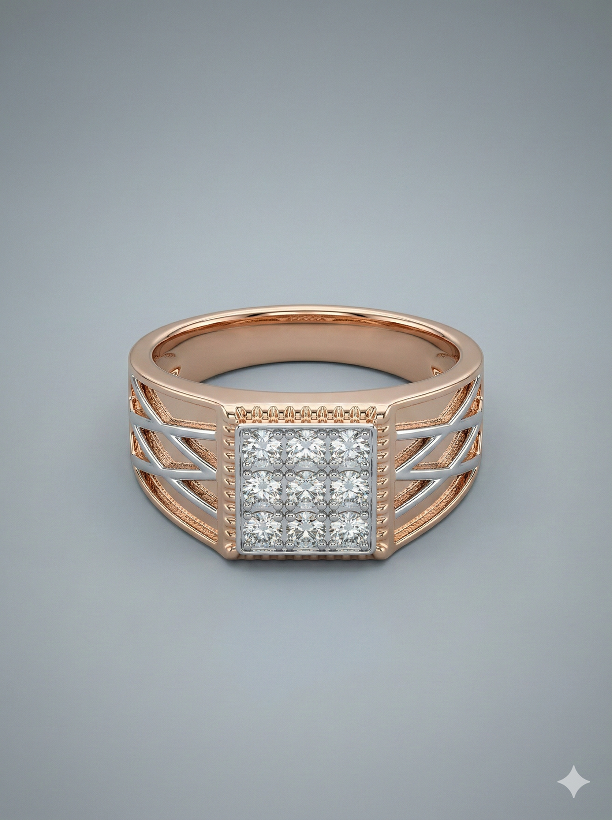 The Architectural Two-Tone Men's Diamond Ring