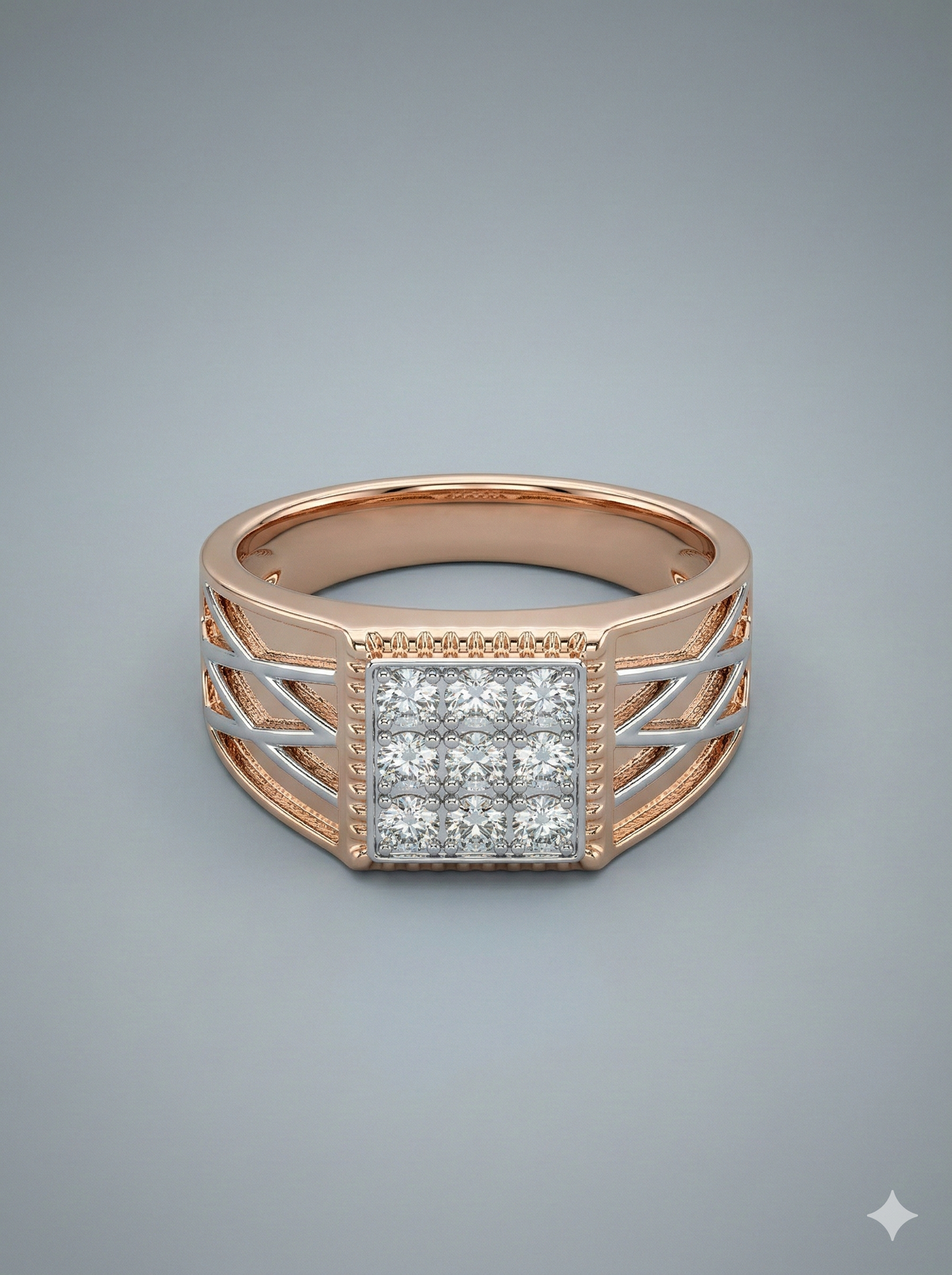 The Architectural Two-Tone Men's Diamond Ring