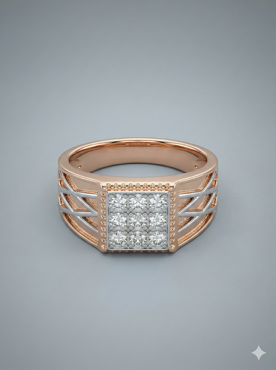 The Architectural Two-Tone Men's Diamond Ring