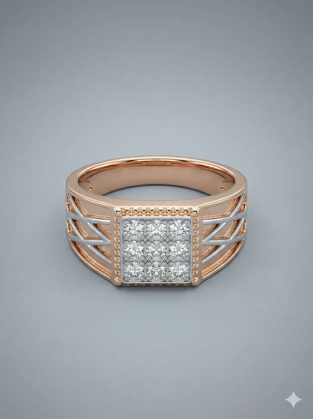 The Architectural Two-Tone Men's Diamond Ring