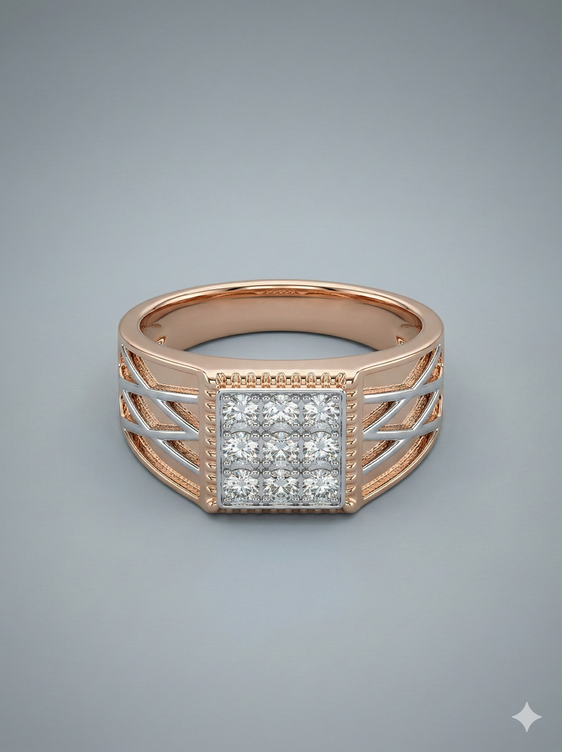 The Architectural Two-Tone Men's Diamond Ring