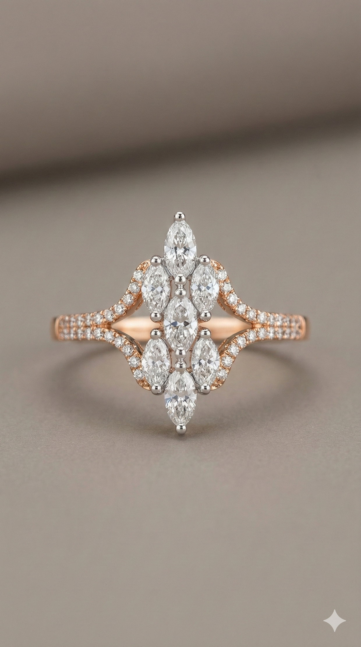 The Marquise Cluster Two-Tone Diamond Ring