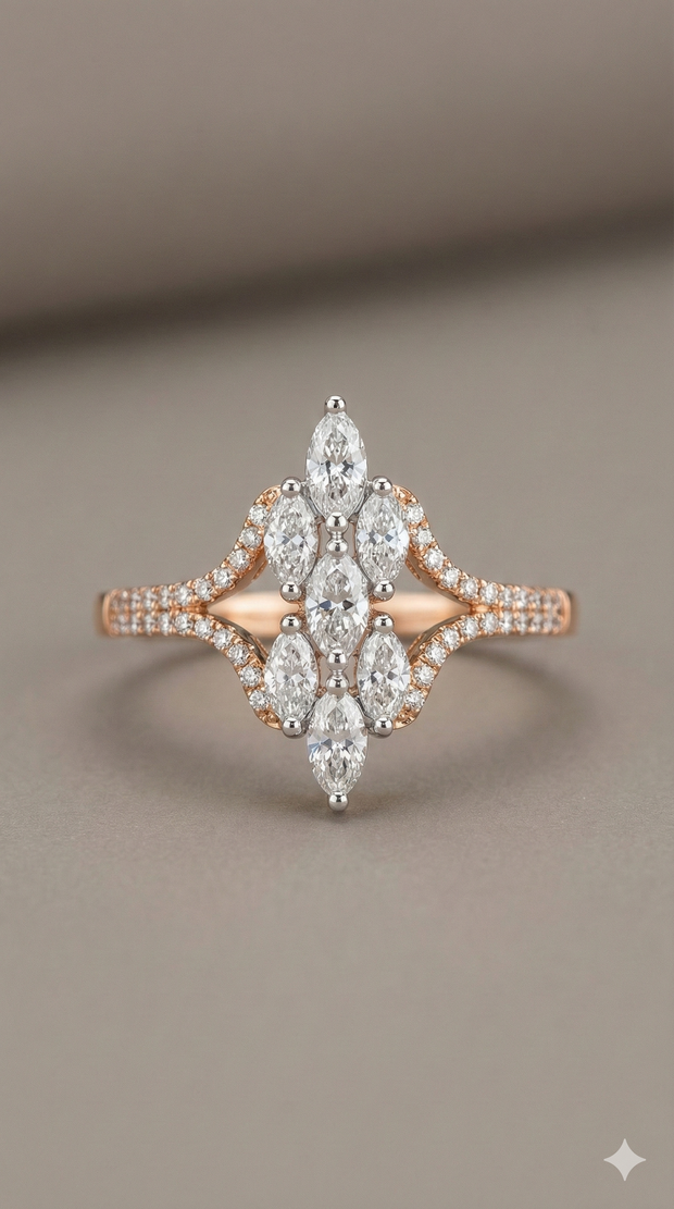 The Marquise Cluster Two-Tone Diamond Ring