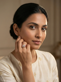 The Ruby-Accented Diamond Floral Ring