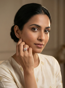The Ruby-Accented Diamond Floral Ring