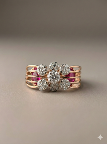 The Ruby-Accented Diamond Floral Ring