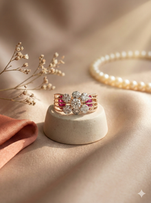 The Ruby-Accented Diamond Floral Ring