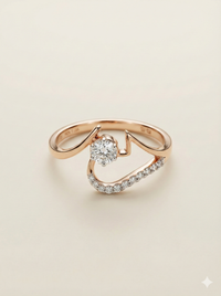 The Rose Gold Geometric Wave Diamond Ring