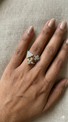 The Tri-Tone Geometric Floral Diamond Ring