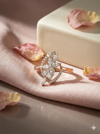 The Rose Gold Marquise Floral Diamond Ring