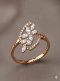The Rose Gold Marquise Floral Diamond Ring