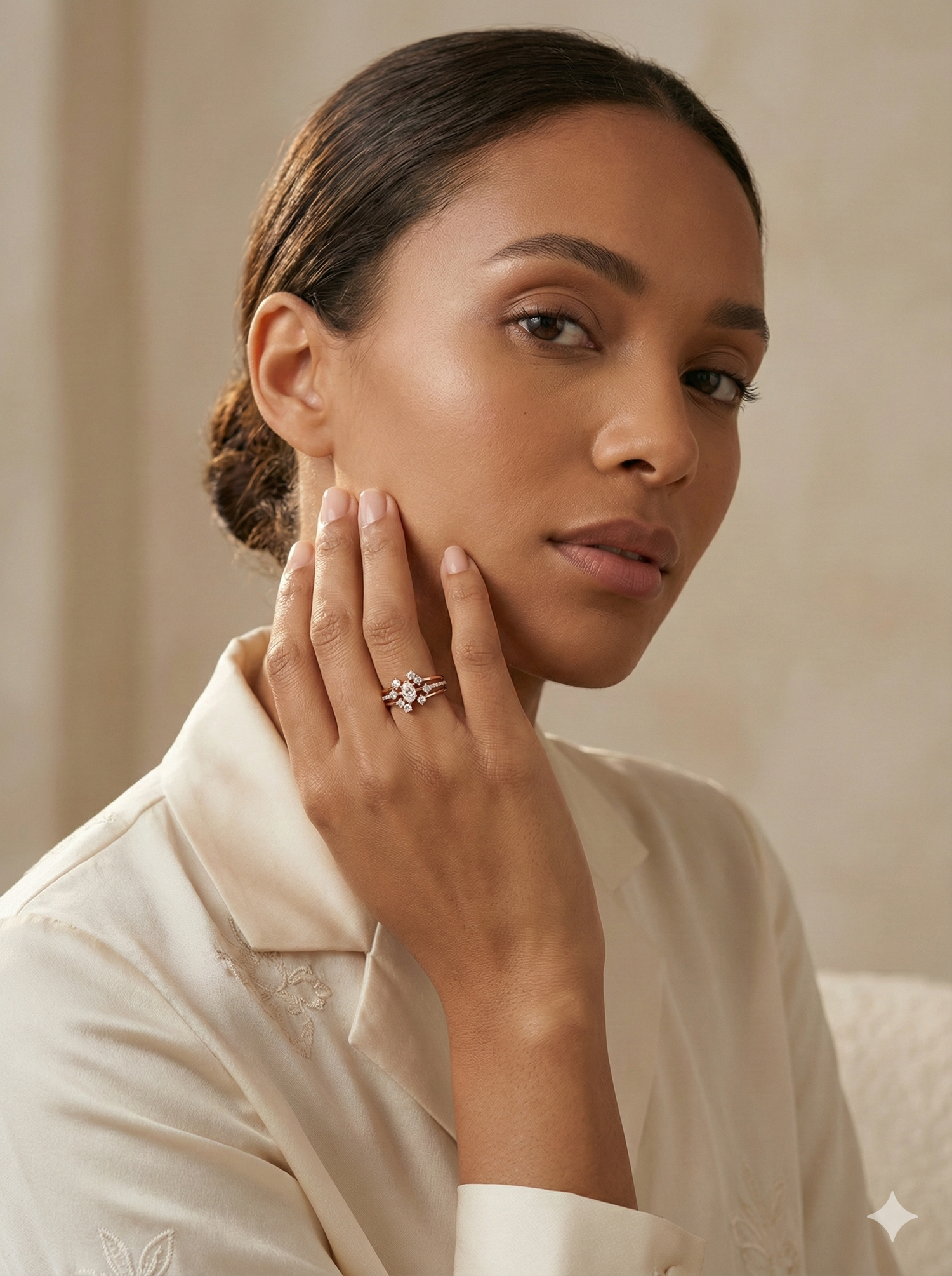 The Rose Gold Oval Starburst Diamond Ring