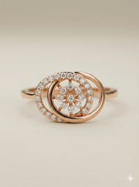 The Rose Gold Interlocking Halo Floral Diamond Ring