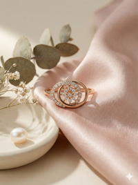 The Rose Gold Interlocking Halo Floral Diamond Ring