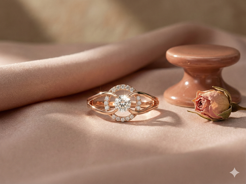 The Rose Gold Floating Halo Diamond Ring
