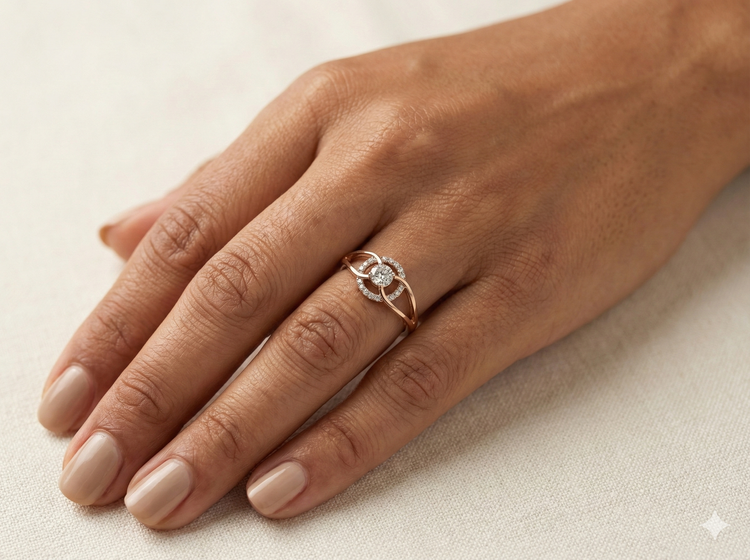 The Rose Gold Floating Halo Diamond Ring