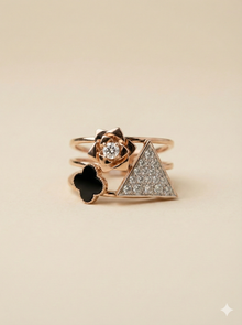 The Rose Gold Geometric Trio Diamond Ring