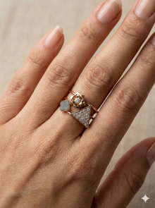 The Rose Gold Geometric Trio Diamond Ring