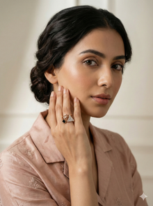 The Rose Gold Geometric Trio Diamond Ring