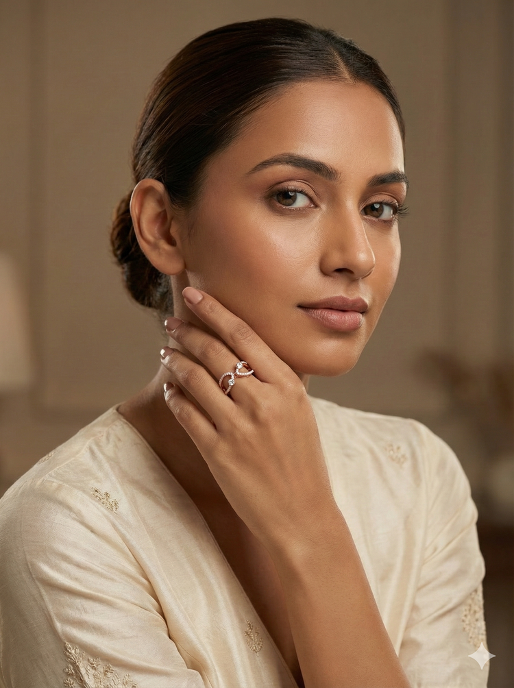 The Rose Gold Twin Diamond Infinity Ring