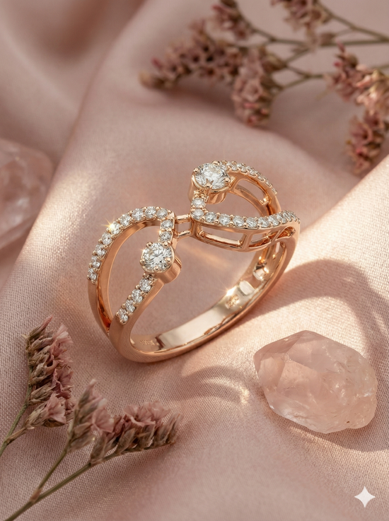 The Rose Gold Twin Diamond Infinity Ring