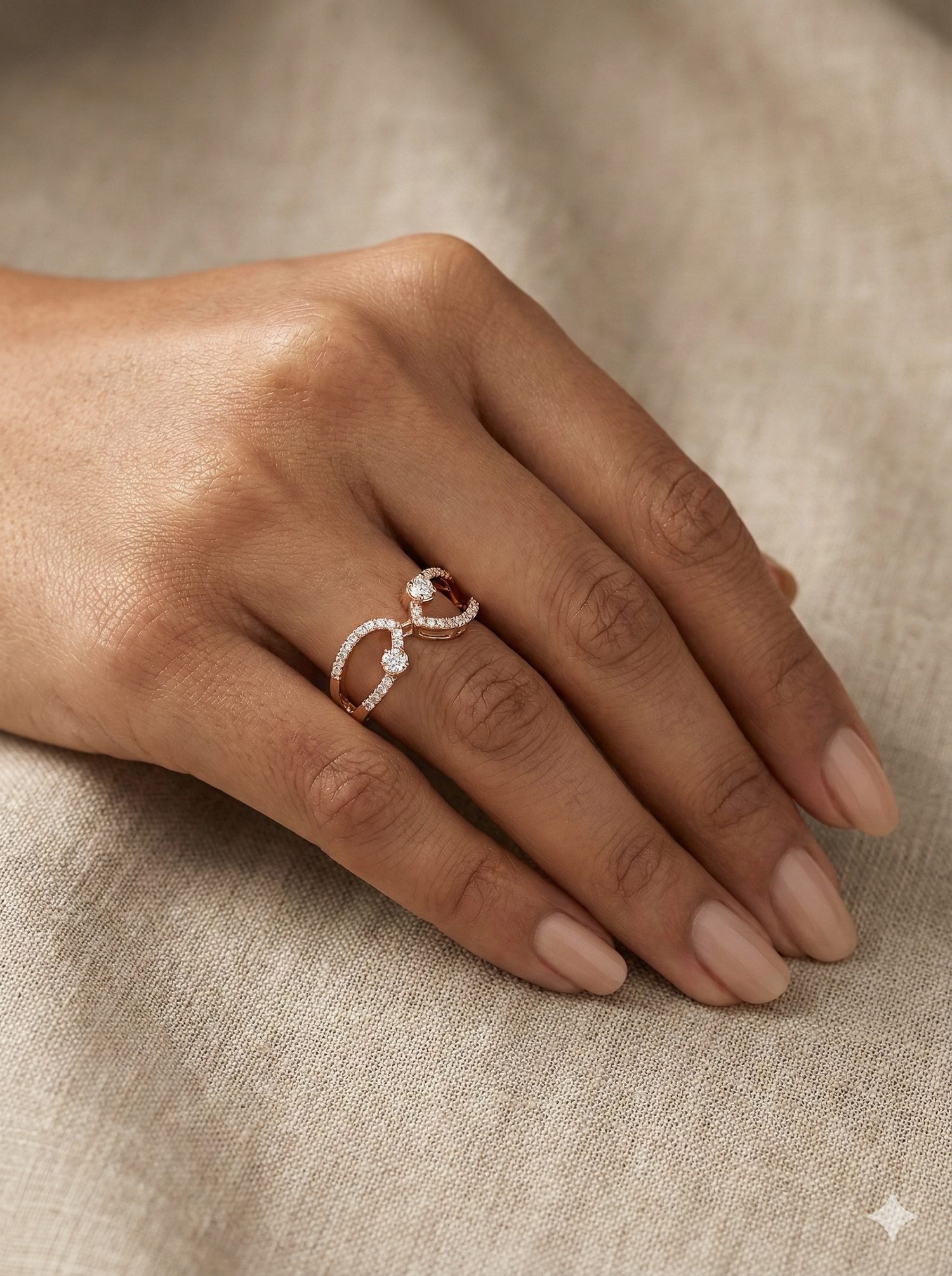 The Rose Gold Twin Diamond Infinity Ring