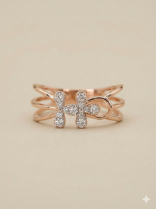 The Rose Gold Triple-Strand Diamond Floral Ring