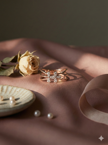 The Rose Gold Triple-Strand Diamond Floral Ring