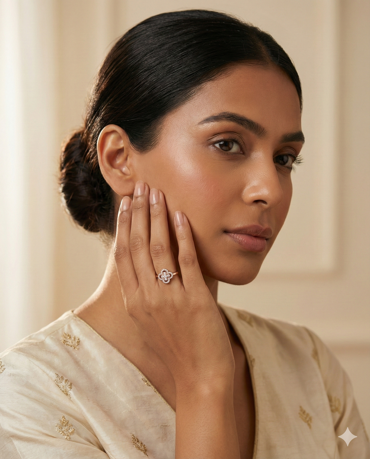 The Rose Gold Diamond Clover Ring