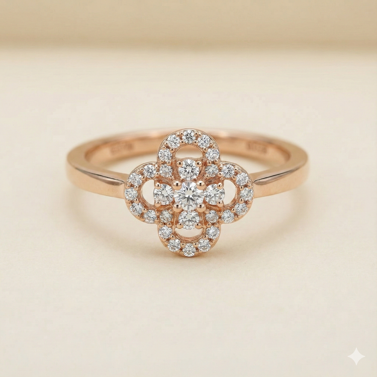 The Rose Gold Diamond Clover Ring