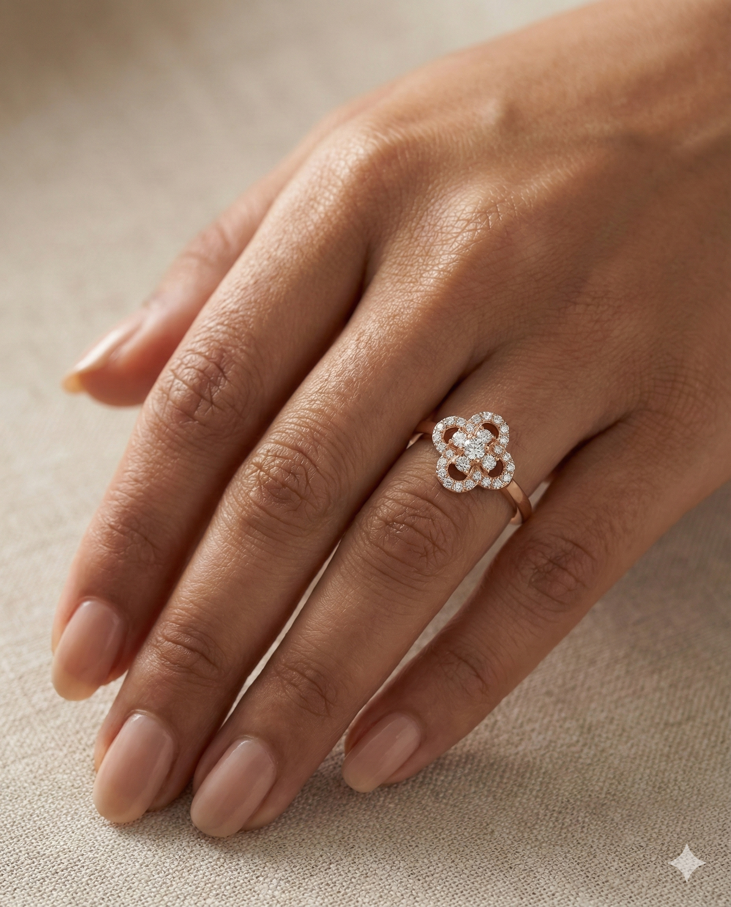 The Rose Gold Diamond Clover Ring