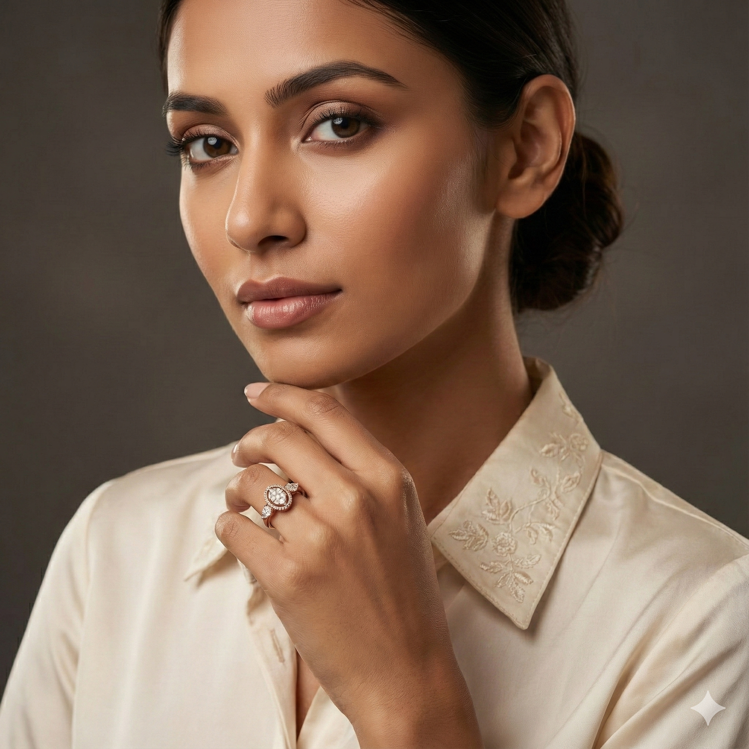 The Rose Gold Vintage Oval Cluster Diamond Ring