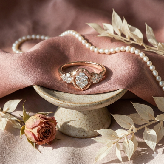 The Rose Gold Vintage Oval Cluster Diamond Ring