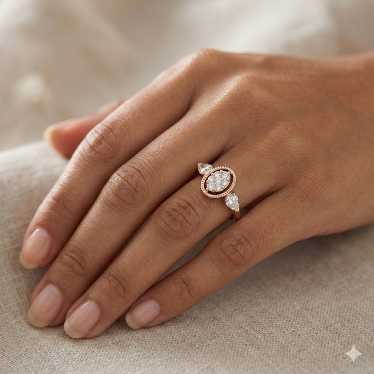 The Rose Gold Vintage Oval Cluster Diamond Ring