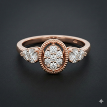 The Rose Gold Vintage Oval Cluster Diamond Ring