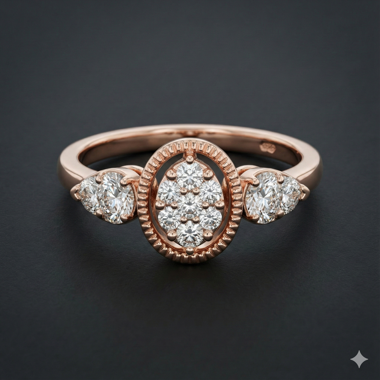 The Rose Gold Vintage Oval Cluster Diamond Ring